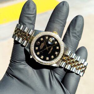 Rolex 36mm Datejust 16013 Black diamond two-tone jubilee